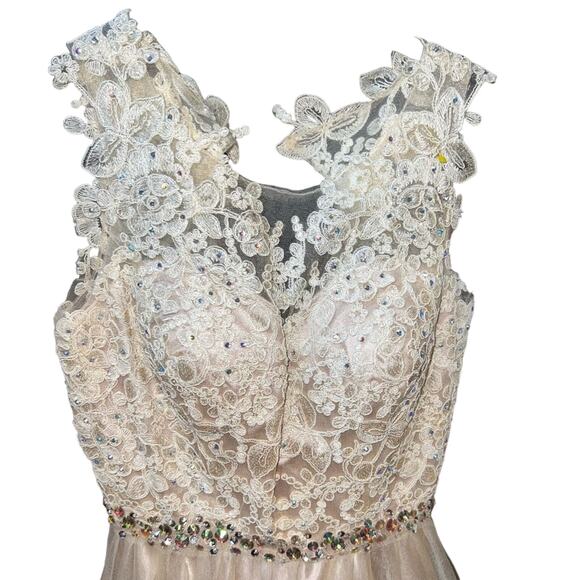 Elizabeth K Evening Dress Champagne color stunning gorgeous size XS - Picture 4 of 13